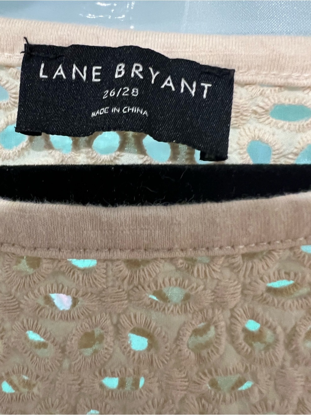 Lane Bryant Cream Crochet-Yoke Short Sleeve Top - Picture 2 of 4